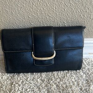 Cole Haan Black Leather Wallet | Silver Buckle